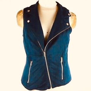 SOLD!   PIXLEY Bobet Faux Suede Teal Vest - with pockets!